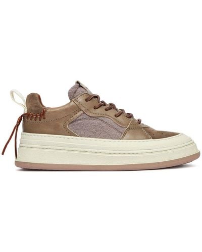 Buttero Panelled Lace-up Trainers - Brown
