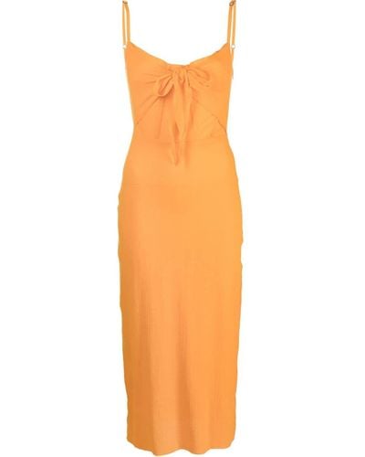 Patou Tie-detail Midi Dress - Orange