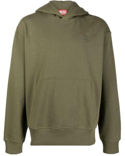 DIESEL Macs Logo-embroidered Cotton Hoodie - Green
