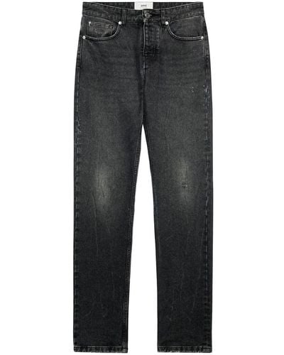 Ami Paris Straight-Leg-Jeans mit Logo-Patch - Grau