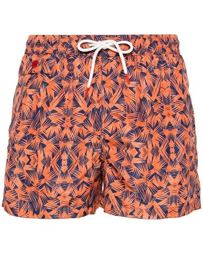 Kiton Graphic-print Swim Shorts - Red