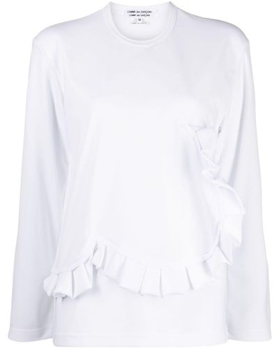 Comme des Garçons Ruffle-detail Long-sleeved T-shirt - White