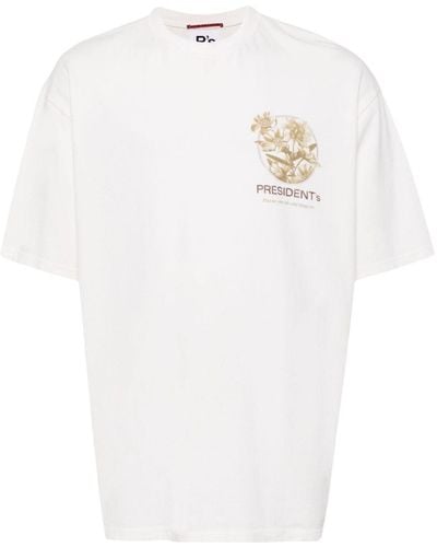 President's Floral-print Cotton T-shirt - White