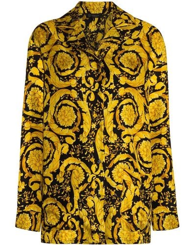 Versace Seidenhemd mit Barock-Print - Schwarz