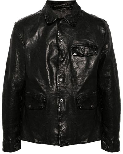 Yohji Yamamoto Classic-collar Leather Jacket - Black
