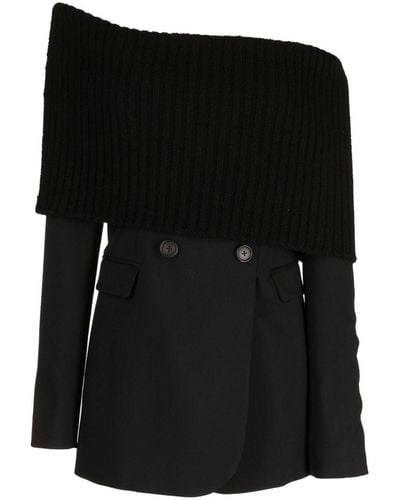 Monse Off-shoulder Deconstructed Wool Dress - Black