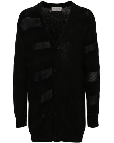 Yohji Yamamoto Striped V-neck Cardigan - Zwart