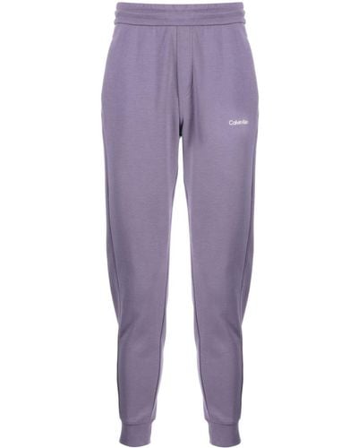 Calvin Klein Logo-print Cotton-blend Track Trousers - Purple