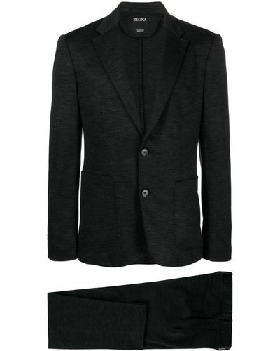 Zegna Single-breasted Wool Suit - Black