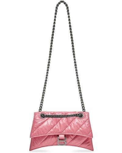Balenciaga Crush Quilted Shoulder Bag - Pink