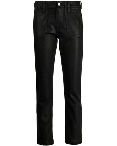 PAIGE Coated-finish Cropped Jeans - Black