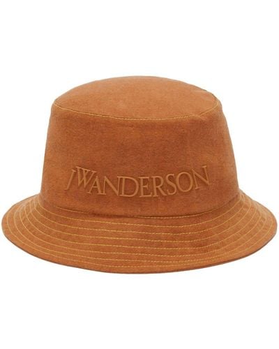 JW Anderson Logo-embossed Cotton Bucket Hat - Brown
