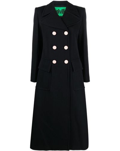 Colville Double-breasted Flared Coat - Black