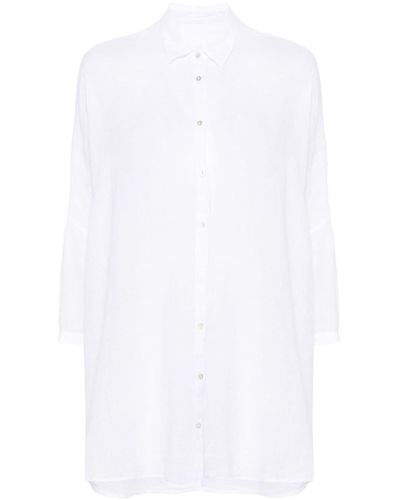 120% Lino Popeline-Hemd aus Leinen - Weiß