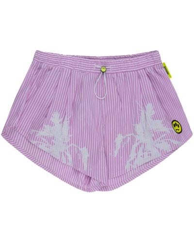 Barrow Striped Logo-print Mini Shorts - Purple