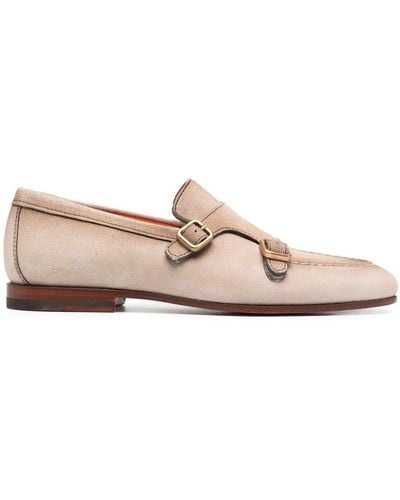 Santoni Double Buckle Suede Loafers - Pink