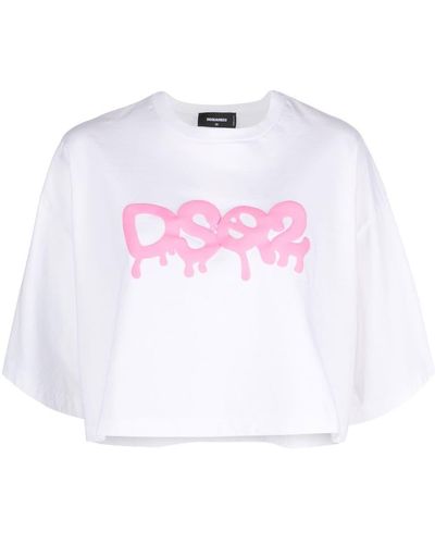 DSquared² Logo-print Cropped T-shirt - Pink