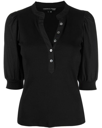 Veronica Beard Coralee Button-up Top - Black