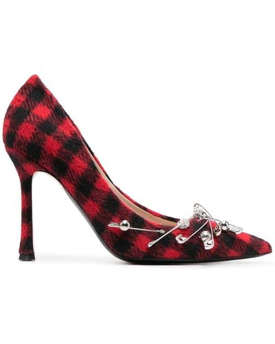 N°21 100mm Tartan-print Crystal-embellished Pumps - Red