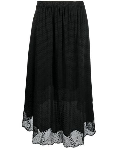 Zadig & Voltaire Lace-trim Silk Skirt - Black