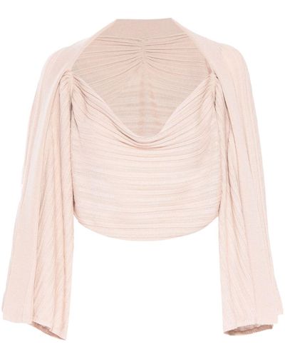 RTA Draped-sleeves Cowl-neck Top - Pink