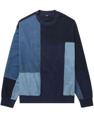 FIVE CM Katoenen Sweater Met Patchwork - Blauw