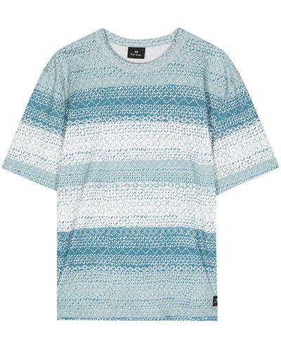 PS by Paul Smith Sun Stitch-print Organic-cotton T-shirt - Blue