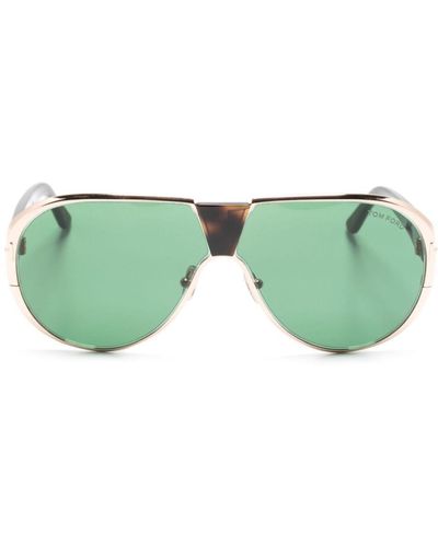 Tom Ford Vicenzo Pilot-frame Sunglasses - Green