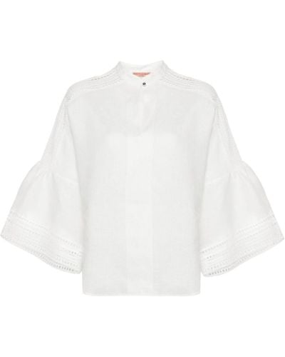 Ermanno Scervino Blouse à bords en dentelle - Blanc