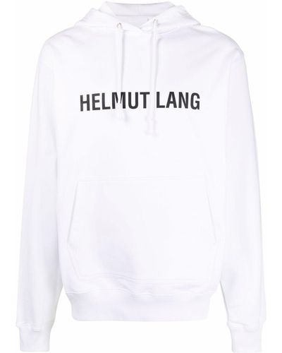 Helmut Lang Felpa Cappuccio Logo - Bianco
