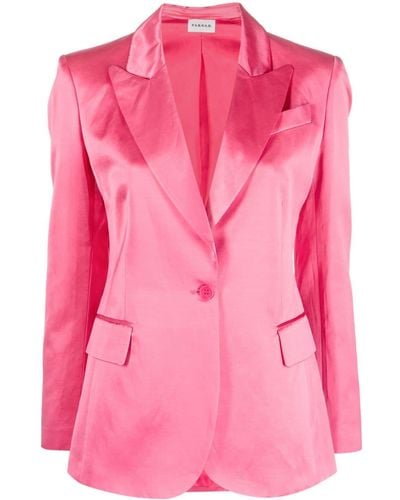 P.A.R.O.S.H. Satin-finish Single-breasted Blazer - Pink