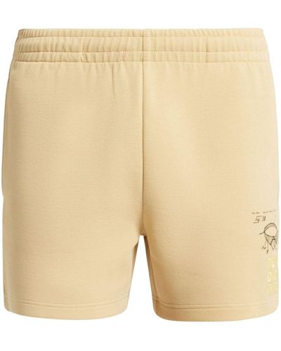 Lacoste Slogan-embroidered Cotton Shorts - Natural