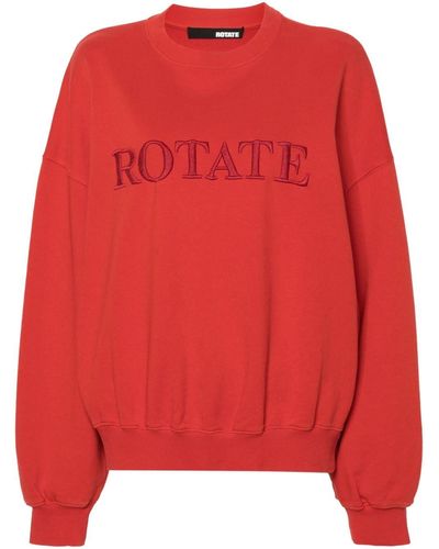 ROTATE BIRGER CHRISTENSEN Logo-patch Organic-cotton Sweatshirt - Red