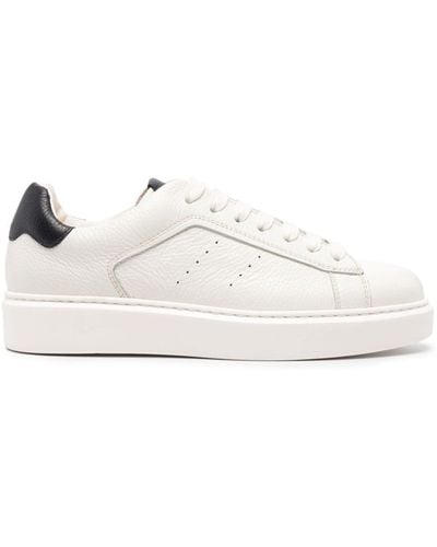 Doucal's Tumbled Leather Sneakers - White