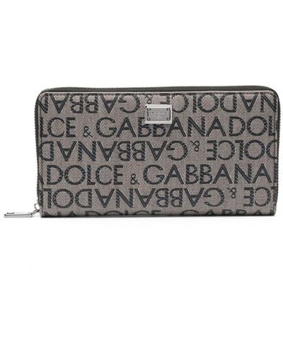 Dolce & Gabbana Porte-cartes à logo en jacquard - Gris