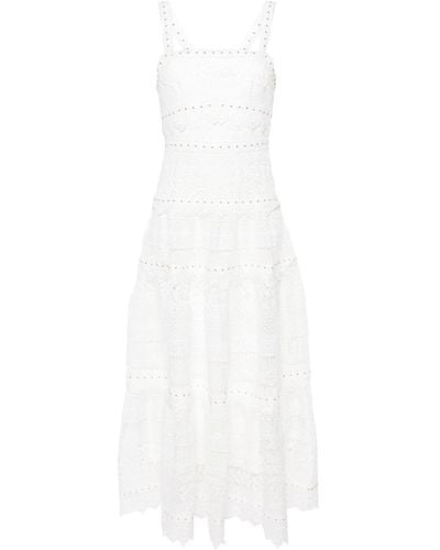 Maje Studded Lace Maxi Dress - White