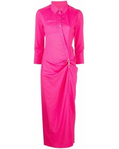 Jacquemus Jocou Gathered Buckle-embellished Dress - Pink