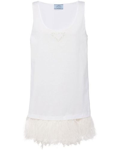 Prada Logo-patch Sleeveless Dress - White