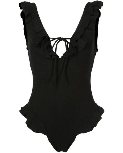 Clube Bossa Scoop Back Frilled Swimsuit - Black