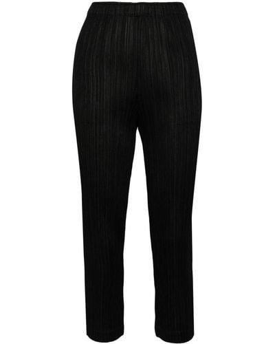 Pleats Please Issey Miyake Thicker pleated cropped trousers - Negro