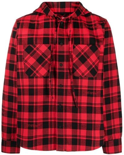 Off-White c/o Virgil Abloh Check-print Flannel Hoodie - Red