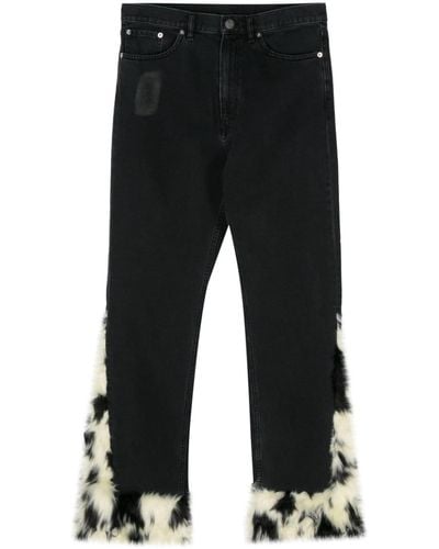 Bluemarble Faux-fur Flared Jeans - Black