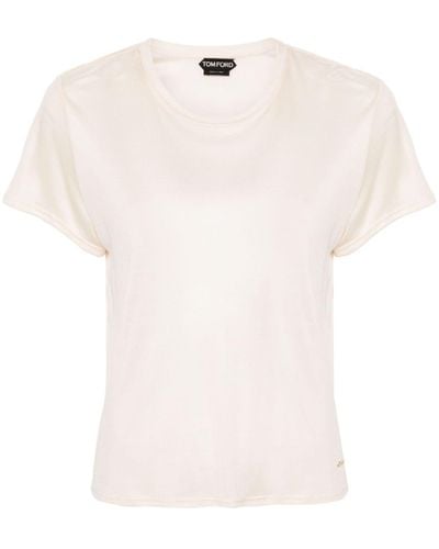 Tom Ford Logo-plaque Silk T-shirt - White