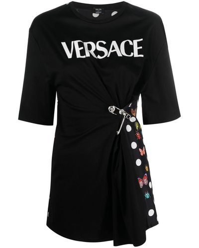 Versace X Dua Lipa T-shirt Met Veiligheidsspeld - Zwart