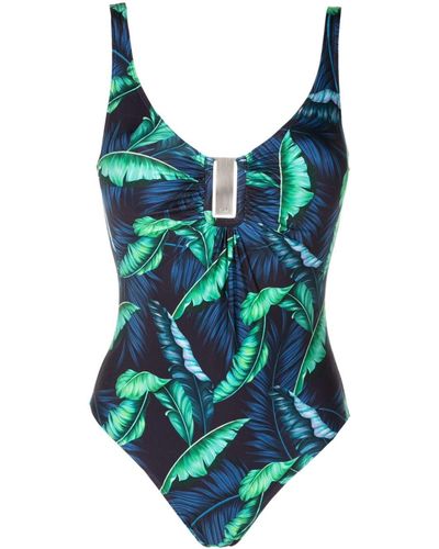 Lygia & Nanny Mirassol Leaf-print Swimsuit - Blue