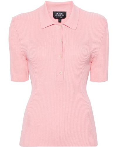 A.P.C. Ribbed Cotton Polo Shirt - Pink