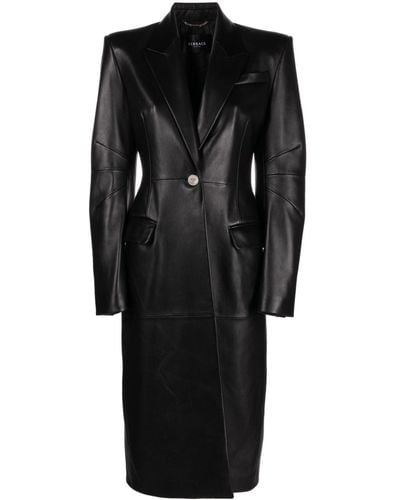 Versace Leather Trench Coat - Black