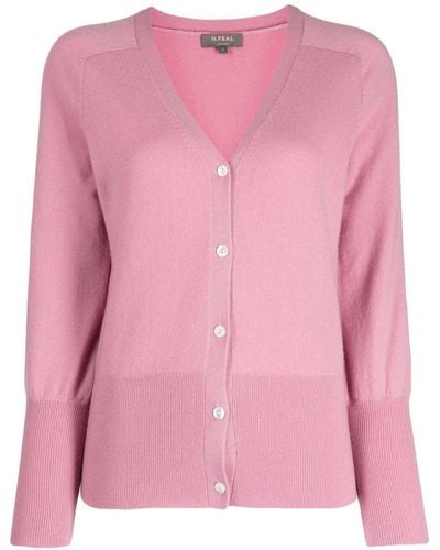 N.Peal Cashmere Fine-knit V-neck Cardigan - Pink