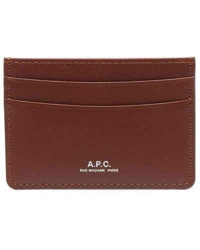 A.P.C. André Logo-stamp Leather Cardholder - Brown