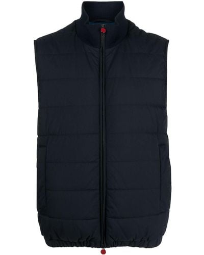 Kiton High-neck Zip-up Quilted Gilet - Blue